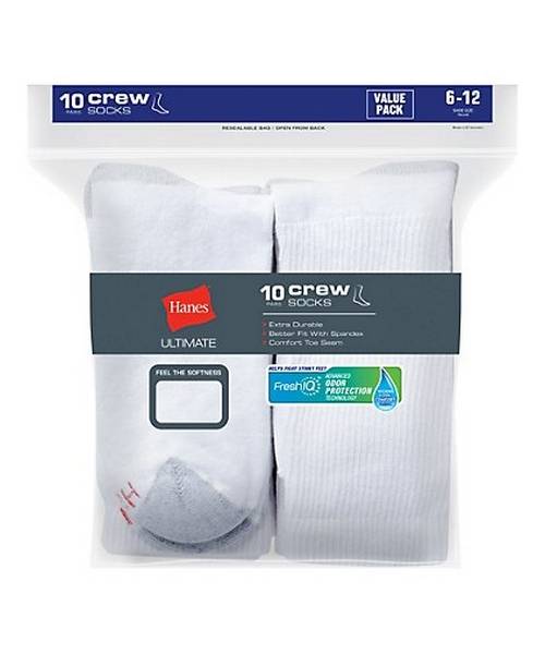 Hanes 84U10 Ultimate Men's Cushion Crew Socks, Contain; 51% cotton