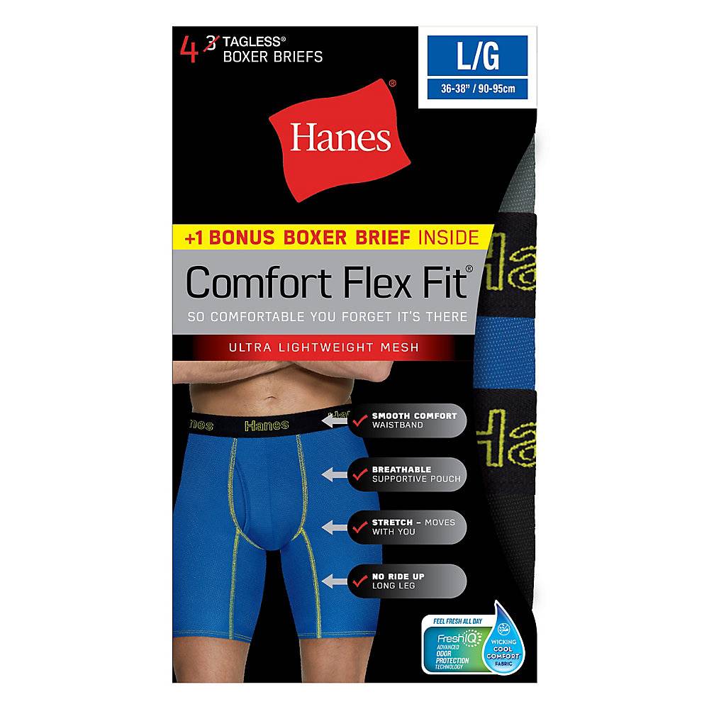 Hanes CFFLP4 Men's Comfort Flex Fit Breathable Mesh Long Leg Boxer ...