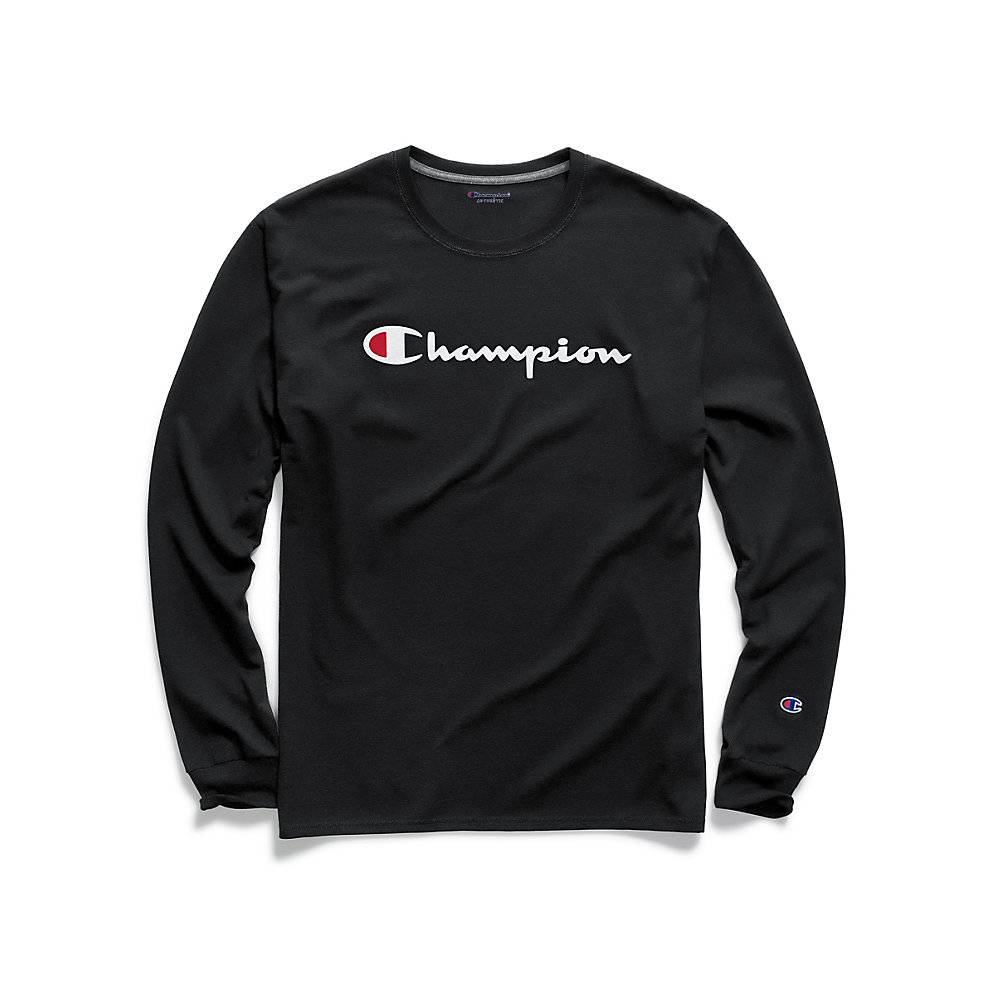 Champion Men's Classic Jersey Long-Sleeve Tee, Script Logo GT78H Y06794 ...