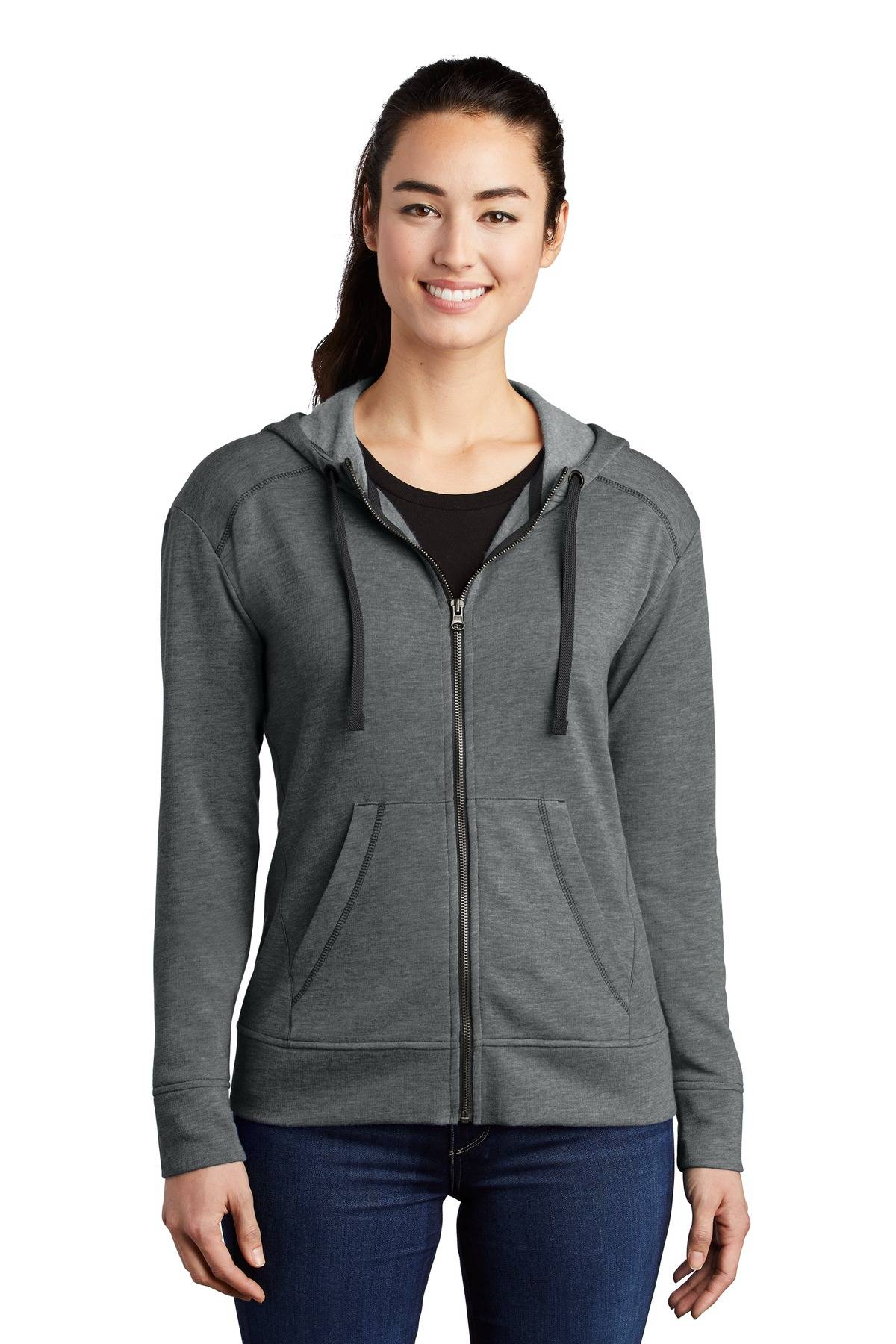 Sport-Tek Ladies PosiCharge Tri-Blend Wicking Fleece Full-Zip Hooded ...