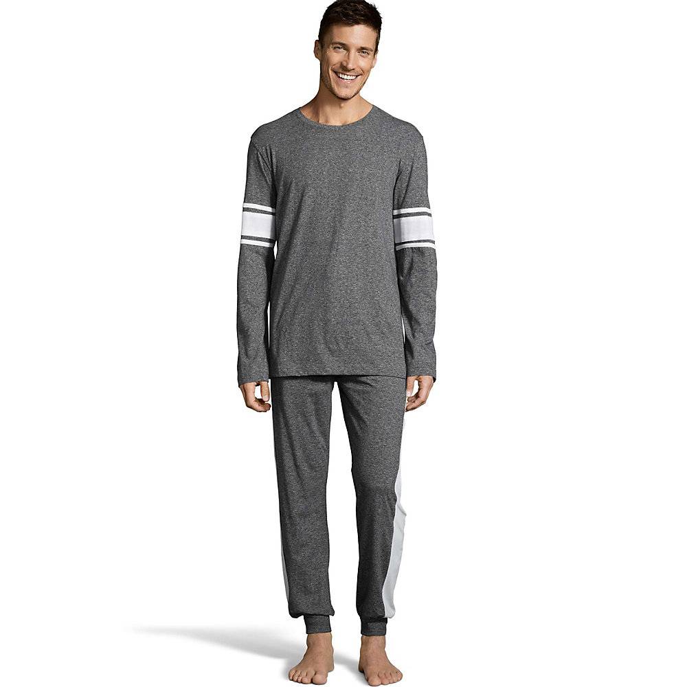 Hanes Men's 1901 Heritage Striped Sleeve Crewneck and Jogger Pant ...