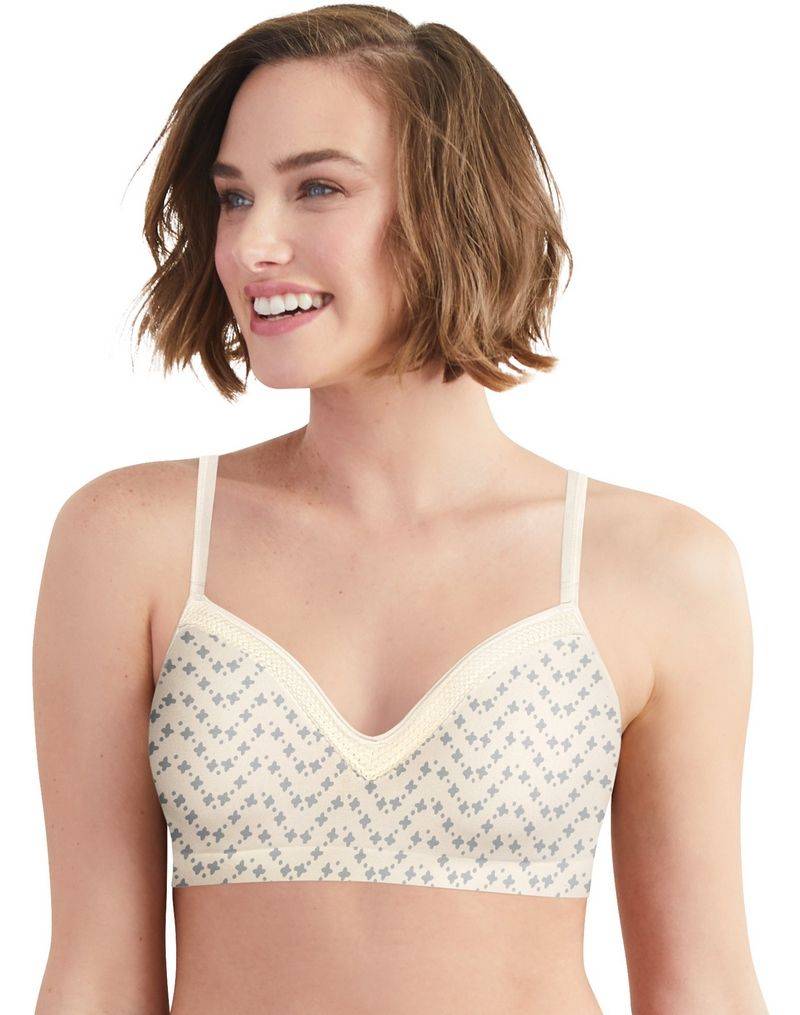 Hanes Women's Comfort Evolution Lace Wirefree Bra, in the Navy/Sterling  Grey, X-Large at  Women's Clothing store