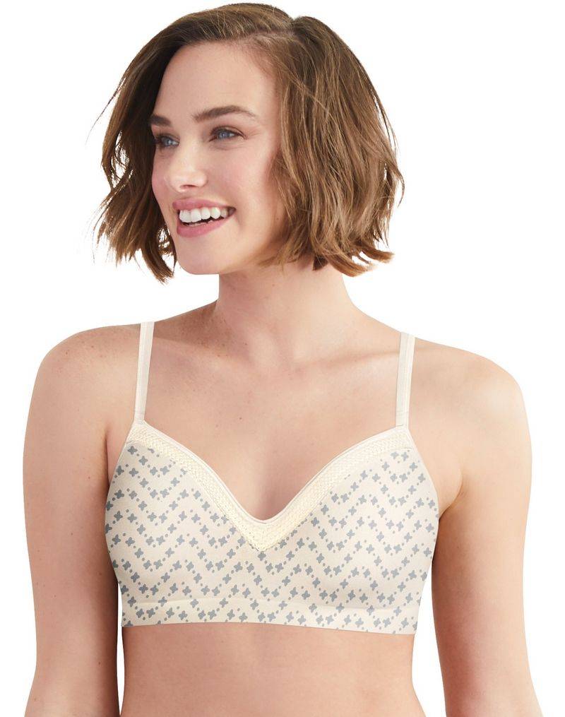 Hanes Women's Comfort Evolution Lace Wirefree Bra Tick Tock