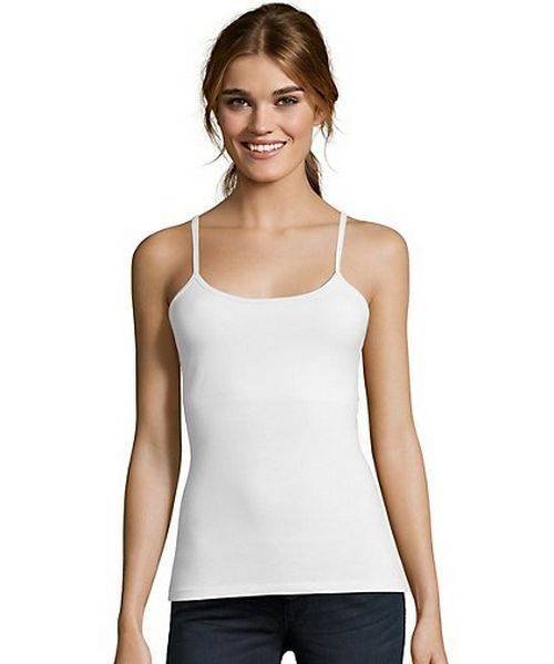 Hanes Stretch Cotton Camisole with Built-In Shelf Bra - O9342