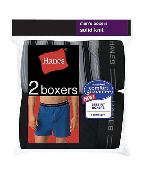 Hanes Style 548KP2 Hanes Men's Exposed Waistband Knit Boxer