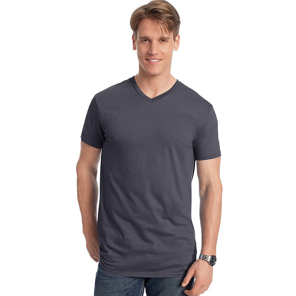 Hanes Style 498V Men's Nano-T V-Neck T-Shirt image.