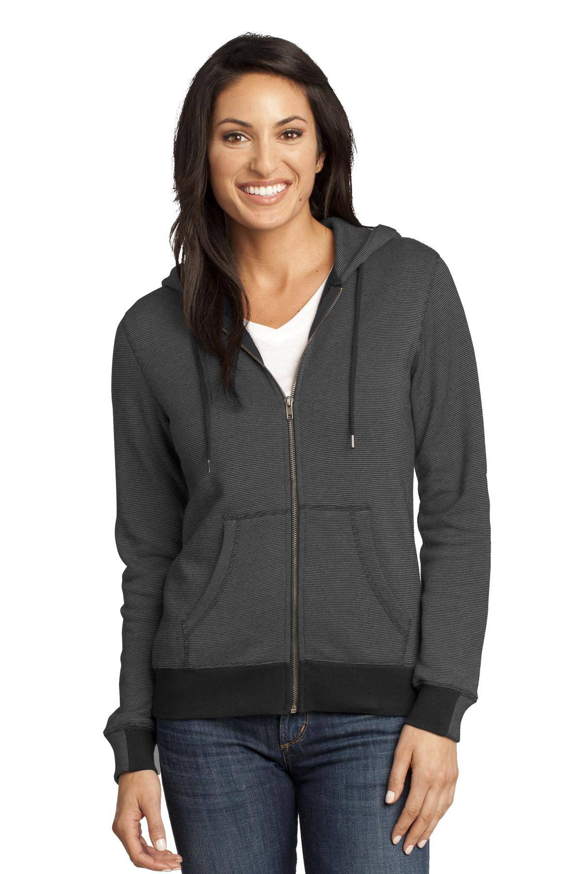 District Made DM490 Ladies Mini Stripe Full-Zip Hoodie - ApparelShopUSA