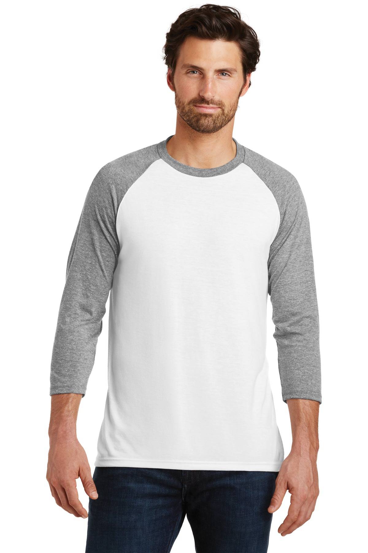 District Made DM136 Mens Perfect Tri 3/4-Sleeve Raglan - ApparelShopUSA