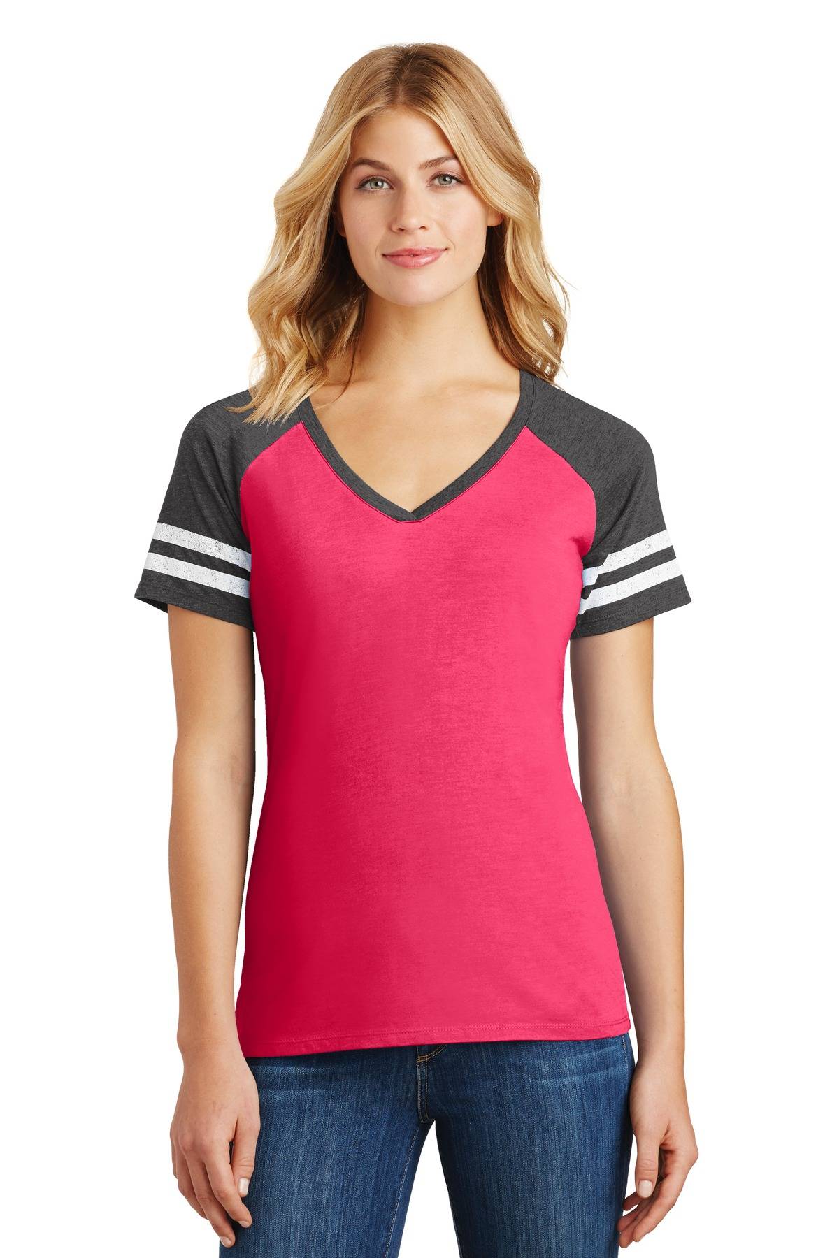 NEW District Made® Ladies Game V-Neck Tee DM476 