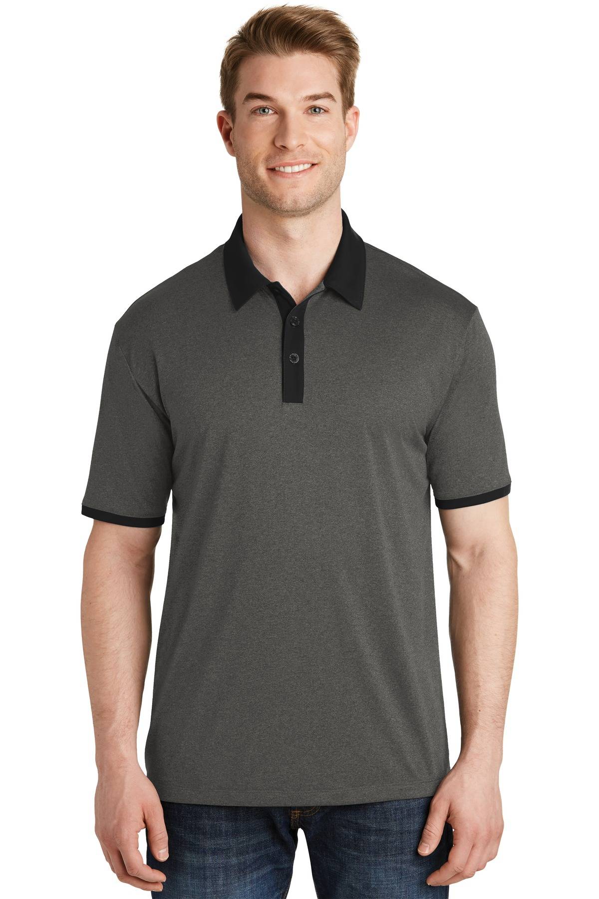 Sport-Tek ST667 Heather Contender Contrast Polo - ApparelShopUSA