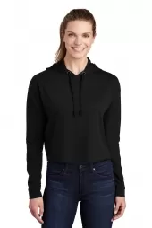 Sport-Tek Ladies PosiCharge Tri-Blend Wicking Fleece Crop Hooded Pullover LST298