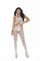 Elegant Moments Crochet Suspender Bodystocking With Open Crotch - 12005