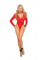Elegant Moments Long Sleeve Deep V Opaque Teddy - 1275