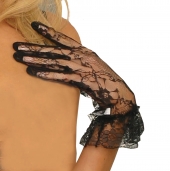 Elegant Moments 1260 Lace Wrist Length Gloves With Ruffle Trim