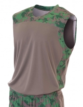 A4 N2345 Printed Camo Performance Muscle Tee For Adult Size Male