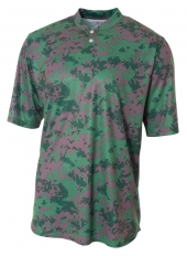 A4 N3263 Camo 2-Button Henley Shirt For Adult Size Male