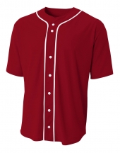 A4 N4184 Short Sleeve Full Button Baseball Jersey For Adult Size Male