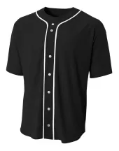 A4 NB4184 Short Sleeve Full Button Baseball Jersey For Youth Size Boys