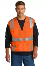 CornerStone CSV104 ANSI 107 Class 2 Mesh Six-Pocket Zippered Vest