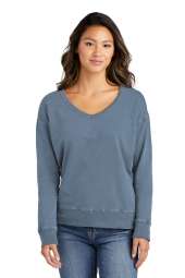 Port & Company LPC098V Ladies Beach Wash Garment-Dyed V-Neck Sweatshirt