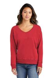 Port & Company LPC098V Ladies Beach Wash Garment-Dyed V-Neck Sweatshirt