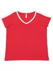 LAT 3832 Ladies Curvy Retro Ringer Tee