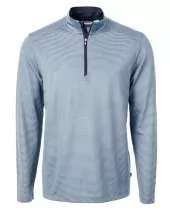 Cutter & Buck Virtue Eco Pique Micro Stripe Recycled Mens Quarter Zip