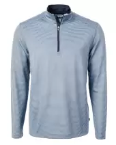 Cutter & Buck Virtue Recycled Micro Stripe Featherlight Pique Mens Big & Tall Quarter Zip Pullover BCK01258