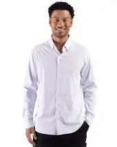 Cutter & Buck Skyline Windowpane Recycled Long Sleeve Button Down Mens Big & Tall Dress Shirt