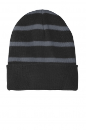 Striped Beanie with Solid Band