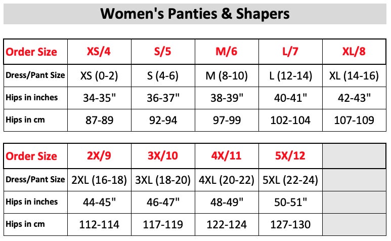 Hanes Womens Underwear Size Chart