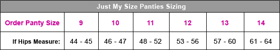 Just My Size Size Chart