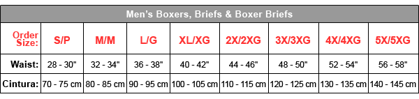 Ralph Boxer Briefs Size Chart