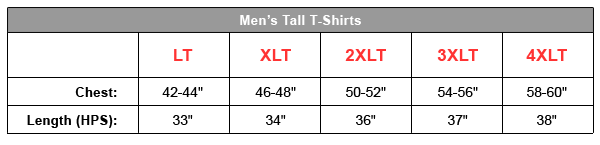 Hanes Beefy Tee Size Chart